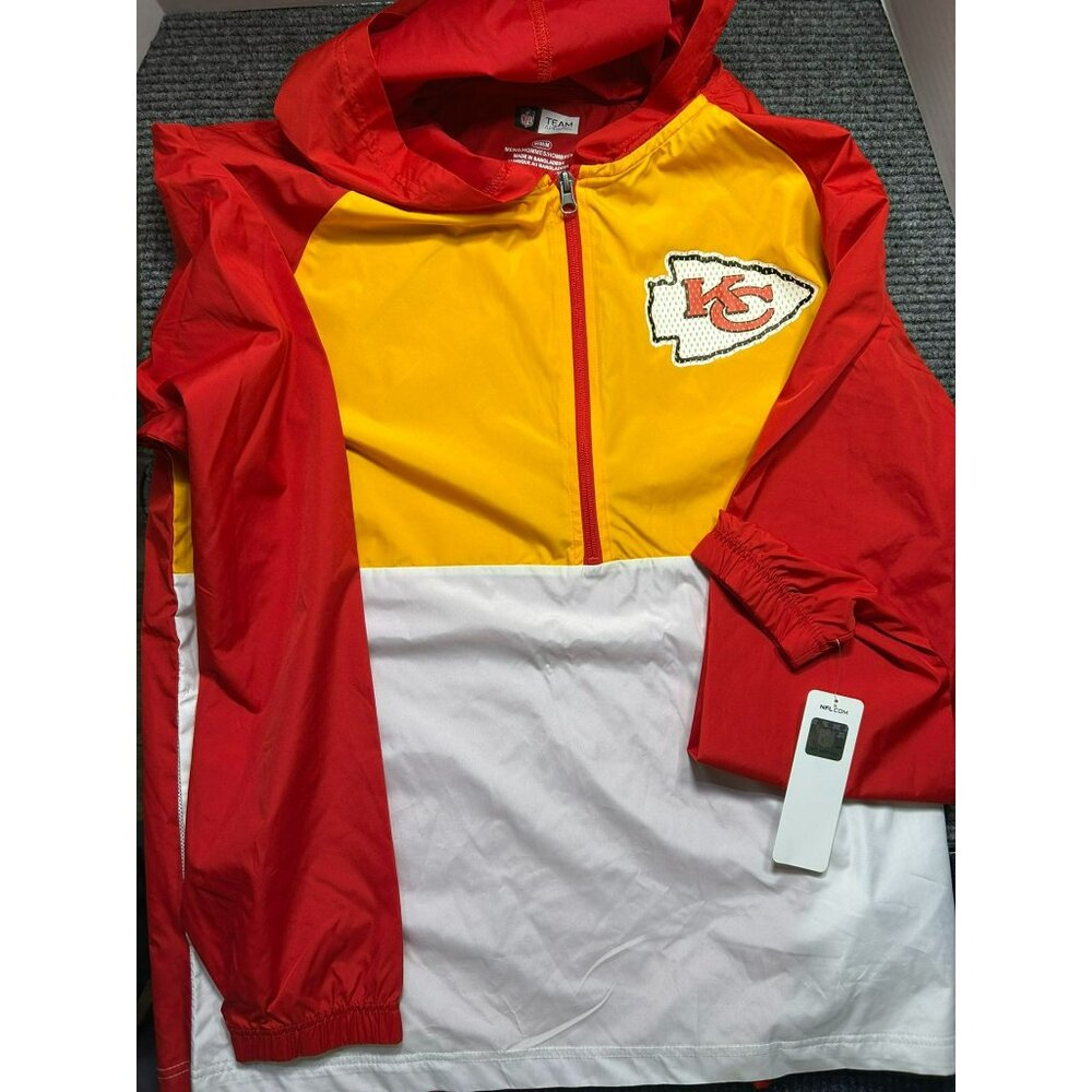 NFL Kansas City Chiefs Color Block Windbreaker Jacket M/M Red Yellow White